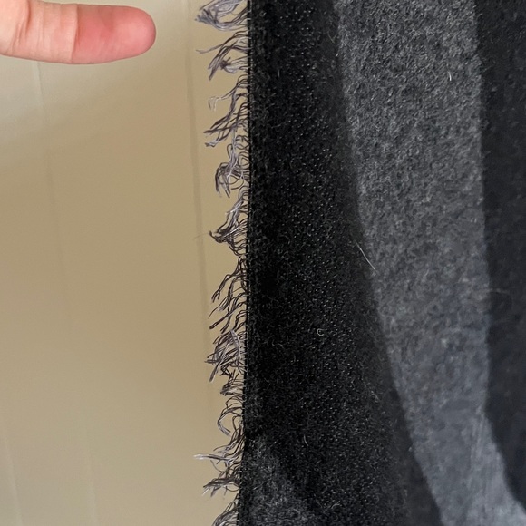 Eileen Fisher Black and Light Gray Wool Office Winter Poncho Wrap Kimono Shawl - Picture 10 of 15